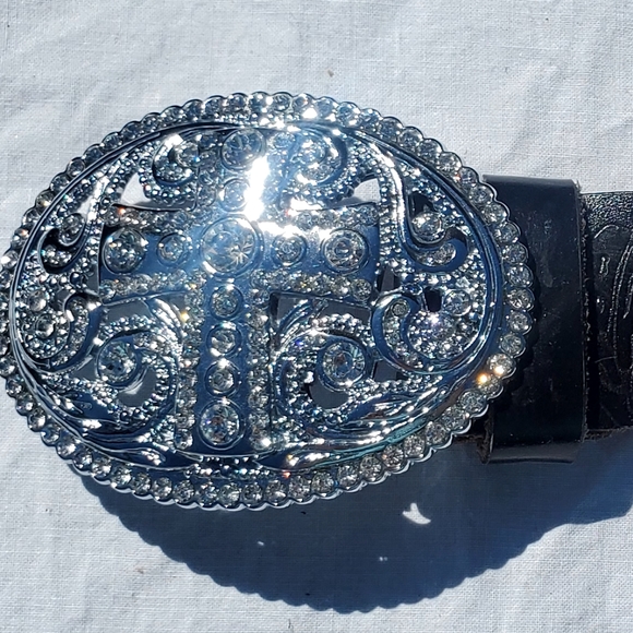 Black leather belt - Picture 2 of 2